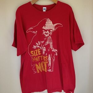 Vintage Star Wars Size Matters Not Yoda Men's Red T-Shirt Size 3XL‎
